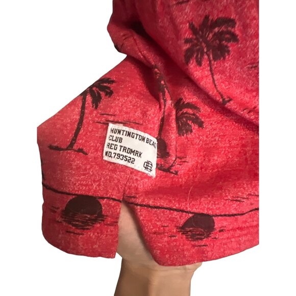 Hutington Beach Club S Red Palm Tree T Shirt - Picture 3 of 6